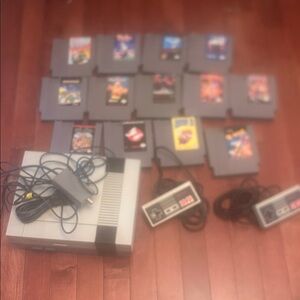 Nintendo NES Console with Controllers and Games - Gray